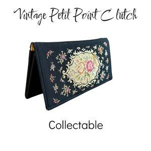 Vintage 1930’s Petit Point Silk Hand Embroidered Clutch